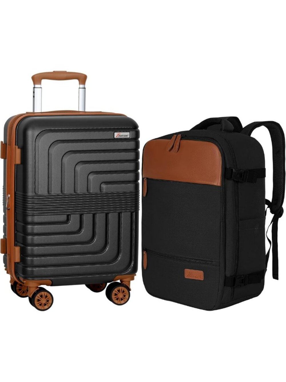 Expandable 21-Inch Hardside Carry-On Luggage Set with Backpack & Spinner Wheels